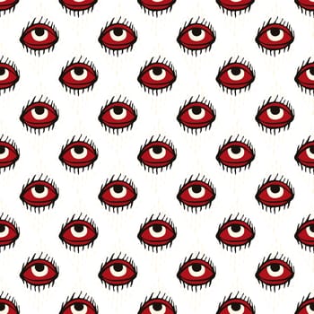 Pink Halloween seamless pattern with magical eyes