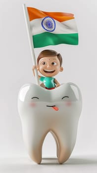 A tooth featuring the design of the Indian flag, symbolizing patriotism and national pride.