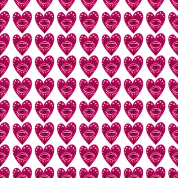 Beige and pink Valentines Day seamless pattern with magical hearts.Valentine background