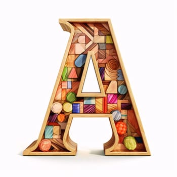 Graphic alphabet letters: Wooden alphabets with colorful wood texture, letter A