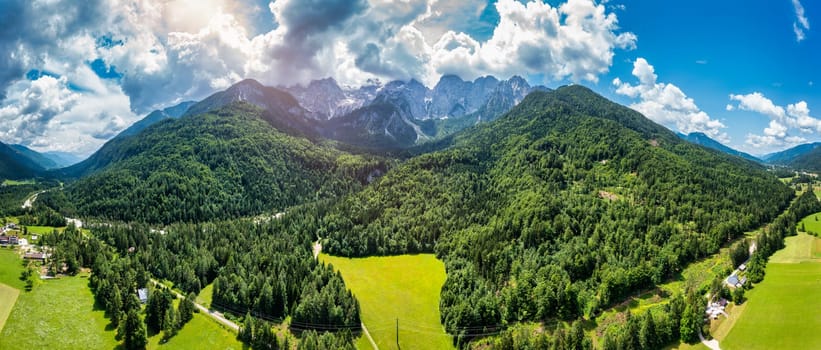 Great nature scenery in Slovenian Alps. Incredible summer landscape on Jasna lake. Triglav national park. Kranjska Gora, Slovenia. Mountain lake Jasna in Krajsnka Gora, Slovenia. 