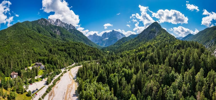 Great nature scenery in Slovenian Alps. Incredible summer landscape on Jasna lake. Triglav national park. Kranjska Gora, Slovenia. Mountain lake Jasna in Krajsnka Gora, Slovenia. 