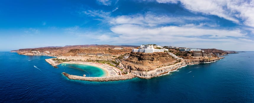 Amadores beach (Spanish: Playa del Amadores) near famous holiday resort Puerto Rico de Gran Canaria on Gran Canaria island, Spain. Playa de Amadores beach near Puerto Rico town, Canary Islands. Spain