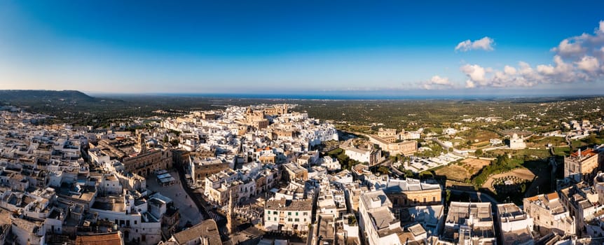 View of Ostuni white town, Brindisi, Puglia (Apulia), Italy, Europe. Old Town is Ostuni's citadel. Ostuni is referred to as the White Town. Ostuni white town skyline and church, Brindisi, Italy.