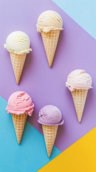 Ice cream colourful summer treat, sweet dessert in summertime, holiday food idea