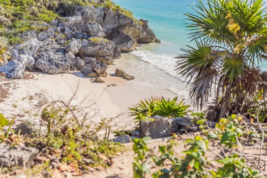 Beautiful archaeological site of the Mayan culture in Tulum, Mexico.