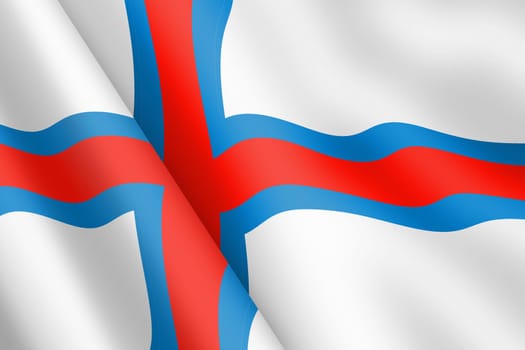 A Faroe Islands waving flag 3d illustration wind ripple