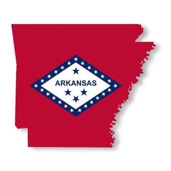 An Arkansas State Flag Map Illustration with clipping path