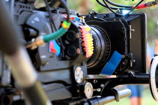 detail of professional camera equipment, film production