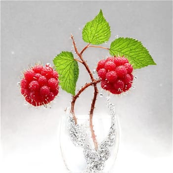 Sweet wineberries rolling water droplets midair thorny stems twisting Rubus phoenicolasius Food and Culinary concept. Food isolated on transparent background.