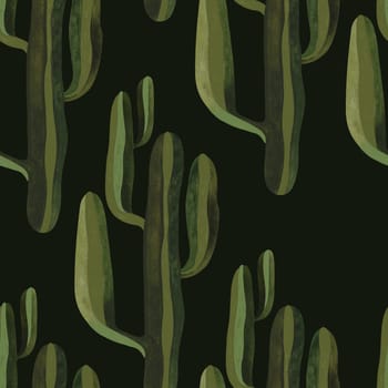 Cacti. Seamless watercolor pattern for wrapping paper, wallpaper and textiles