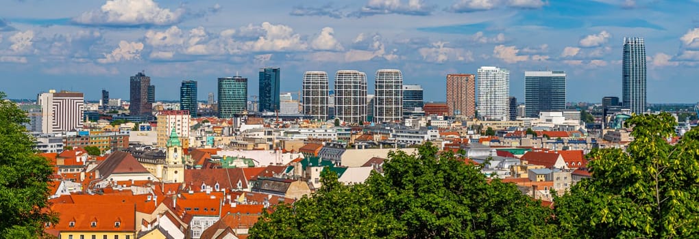 Cityscape of Bratislava, a panoramic view of the capital of Slovakia.