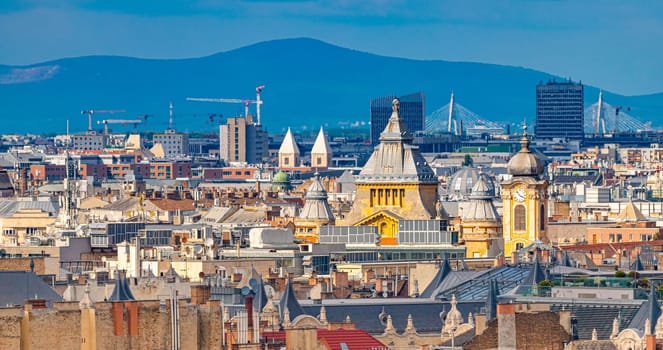 Panorama of downtown Budapest, skyline of the capital of Hungary.
