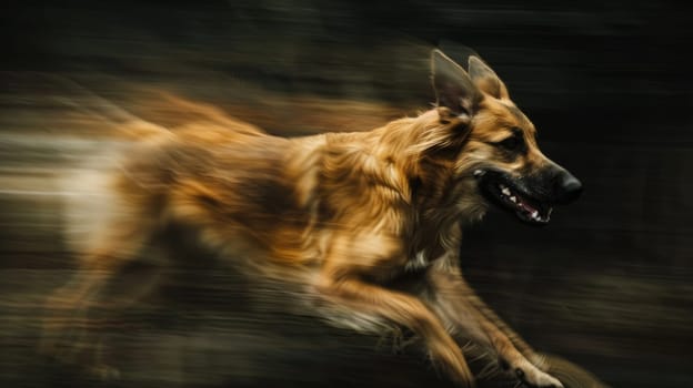 Long exposure blurry shot of a dog, Portrait of dog in motion blur..
