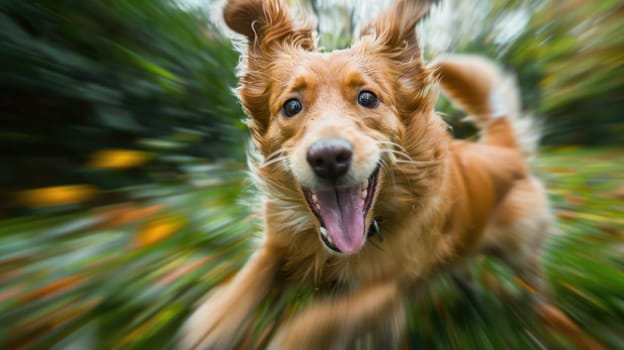 Long exposure blurry shot of a dog, Portrait of dog in motion blur..