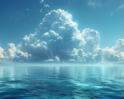 Dramatic cloud formations looming over a calm sea, illustrating the power and beauty of nature.