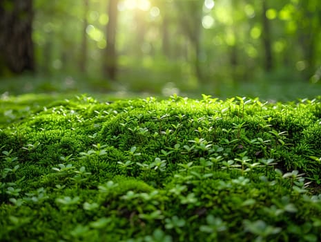 Lush green forest floor covered in moss, for nature-inspired and eco-friendly projects.