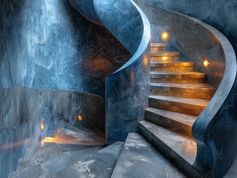 The architectural detail of a spiral staircase, symbolizing ascension and design.