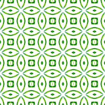 Medallion seamless pattern. Green artistic boho chic summer design. Watercolor medallion seamless border. Textile ready symmetrical print, swimwear fabric, wallpaper, wrapping.