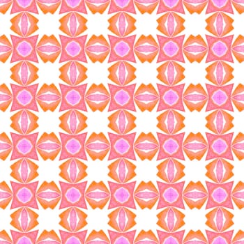 Textile ready vibrant print, swimwear fabric, wallpaper, wrapping. Orange worthy boho chic summer design. Hand drawn green mosaic seamless border. Mosaic seamless pattern.
