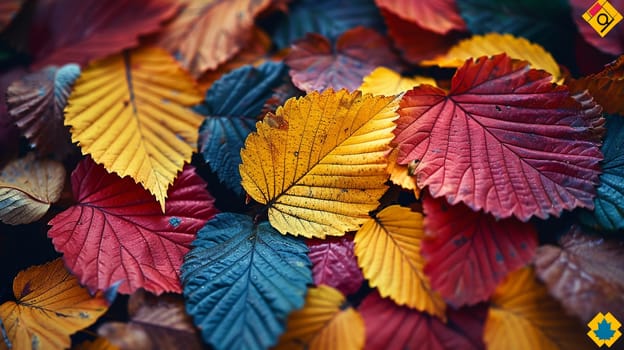 Close-up of multi-colored autumn foliage, representing change and natural beauty.