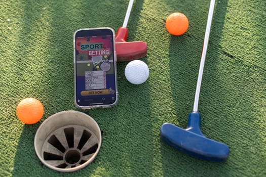 mini golf sports betting on a smartphone. High quality photo