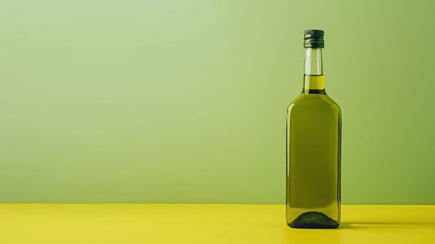 Olive oil bottle ad background with copyspace, vegetable oil commercial produce, food industry and retail concept