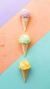 Ice cream colourful summer treat, sweet dessert in summertime, holiday food idea