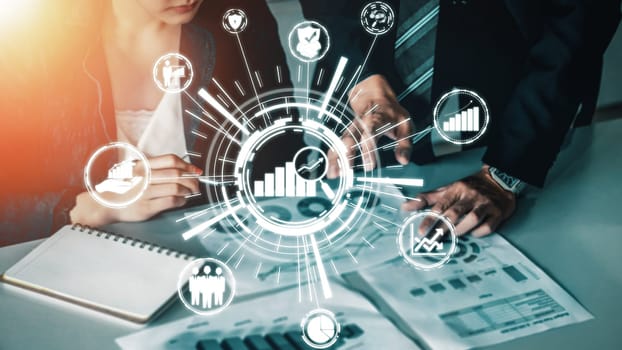 Data Analysis for Business and Finance Concept. interface showing future computer technology of profit analytic, online marketing research and information report for digital business strategy. uds