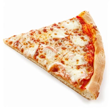 Pizza slice isolated on white background, online delivery from pizzeria, take away and fast food concept