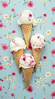 Ice cream colourful summer treat, sweet dessert in summertime, holiday food idea