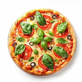 Pizza isolated on white background, online delivery from pizzeria, take away and fast food concept