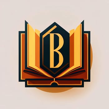 Graphic alphabet letters: Book logo design template. Initial letter B in a book shape.
