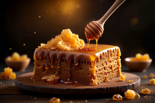 honey cake with honey, glazed .