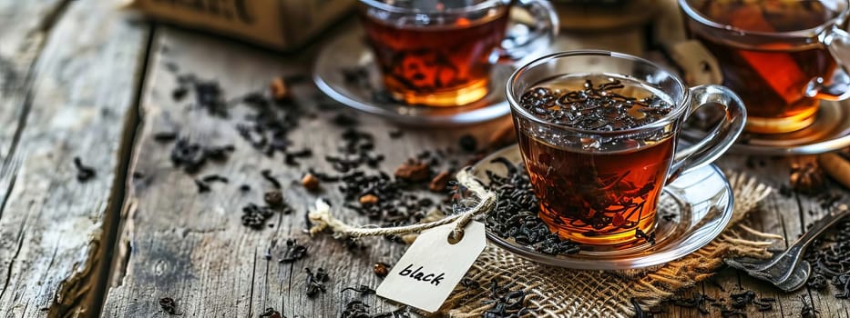 black tea in a cup on the table. Selective focus. drink.