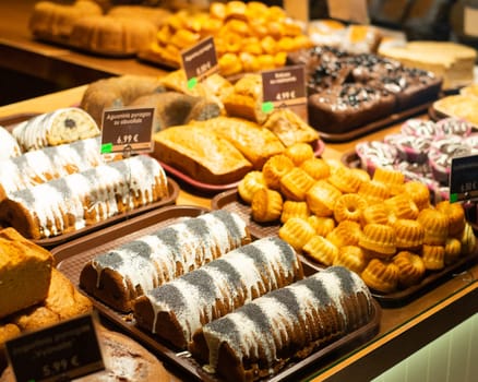 Lithuanian pastries and cakes in market. High quality photo