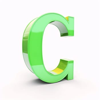 Graphic alphabet letters: 3d green letter C, 3D rendering graphic isolated white background