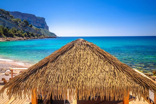 Idyllic coastal town of Cassis on French riviera beach view, southern France