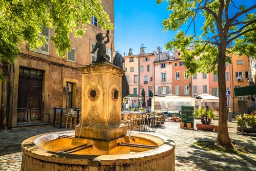 Aix-en-Provence idyllic square and fountain street view, south of France
