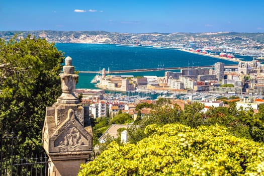 City of Marseille waterfront and harbor view from the hill, southe of France