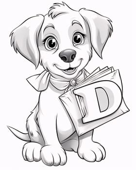 Graphic alphabet letters: Illustration of a Cute Little Puppy with a Letter D