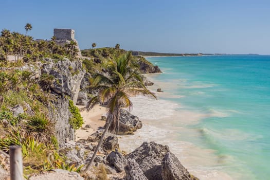 Beautiful archaeological site of the Mayan culture in Tulum, Mexico.