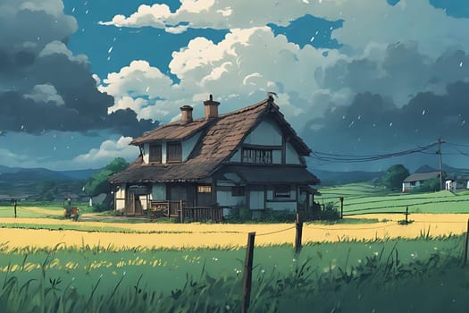 A house in a field. High quality photo