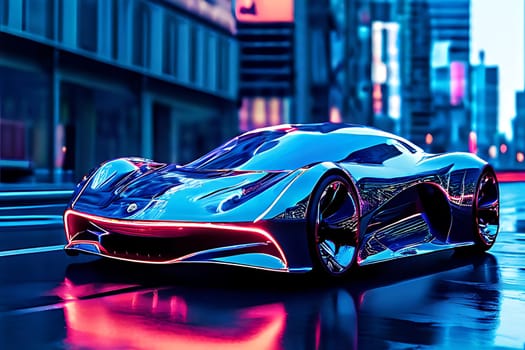 A shiny silver sports car. High quality photo