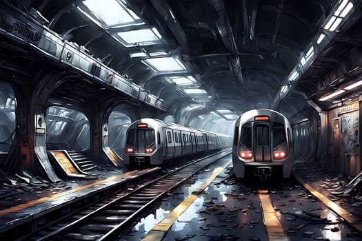 A train in a tunnel. High quality photo