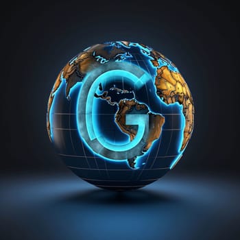 Graphic alphabet letters: Earth Globe Showing World Wide Web And Globalization 3d Rendering