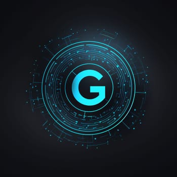 Graphic alphabet letters: Vector illustration of the letter G in the circle. Technology background.