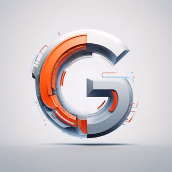 Graphic alphabet letters: 3D vector abstract background, technology communication concept. Circular design element.