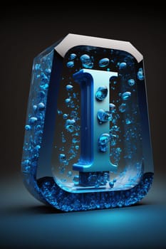 Graphic alphabet letters: letter i in ice cube, 3d render, computer generated images
