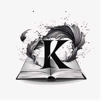 Graphic alphabet letters: Book with the letter K in the style of an open book.